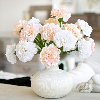 50 Fiori Artificiali Garofano In Seta – Teste E Steli, Bianco, Per Decorazioni Nozze E Fai Da Te