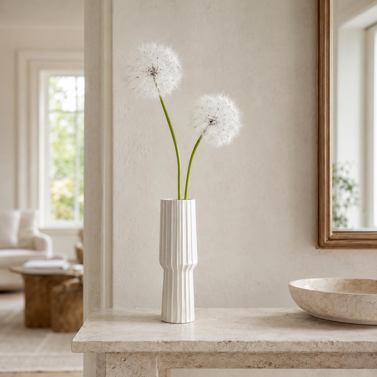大きなタンポポ フェイクタンポポの茎（特大サイズ25インチ）：背の高い花瓶用の