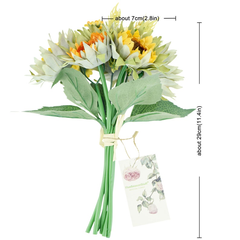 11.4 inches 6 Stems of Artificial Silk Sunflowers /& Bouquet FiveSeasonStuff 29cm DIY Floral Arrangement Decoration