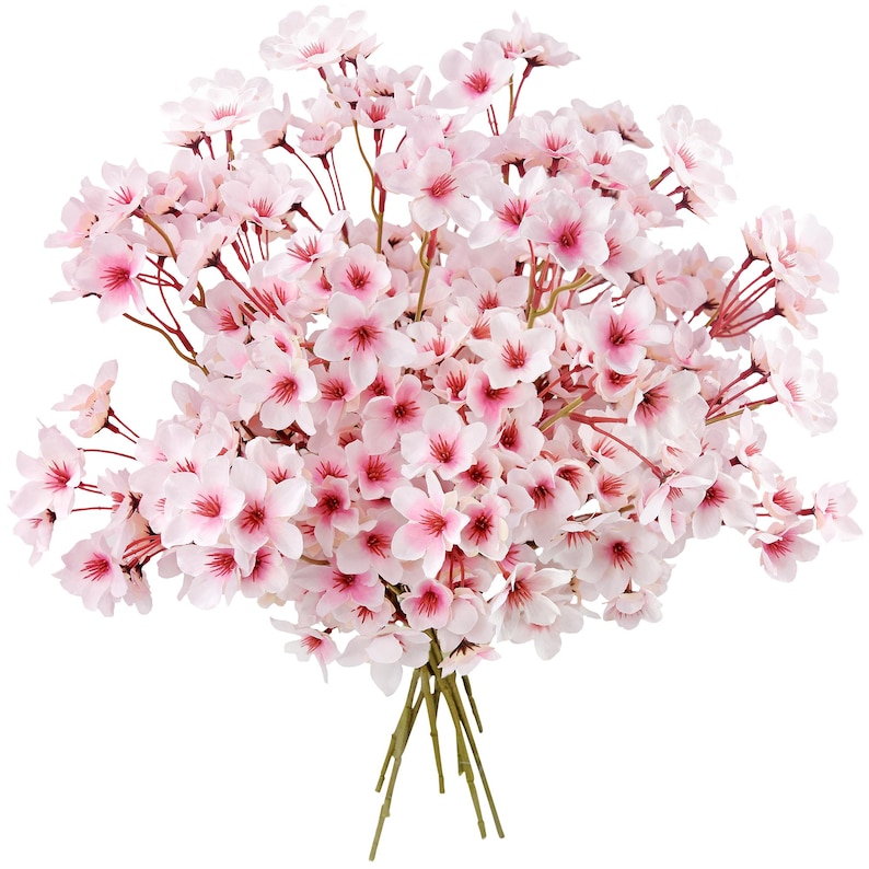 Lifelike Blush Pink Silk Cherry Blossom Stems, 1.3 ft image 2