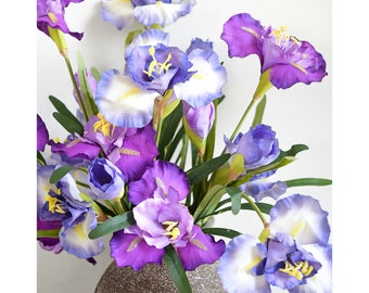 39’’ (86cm) 6 Long Stems Large Iris Artificial Silk Flower Bouquet Flower Arrangement  (Blue and Purple Mix )