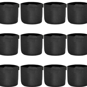 Heavy Duty Grow Bags 12 Pack 2 Gallon for Vegetables Herbs Plants Flowers by FiveSeasonStuff Floral