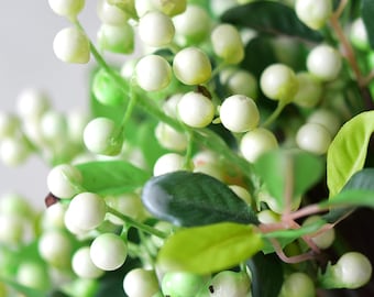 FiveSeasonStuff 10 Stems of Artificial Holly Berries Floral Arrangement (White)