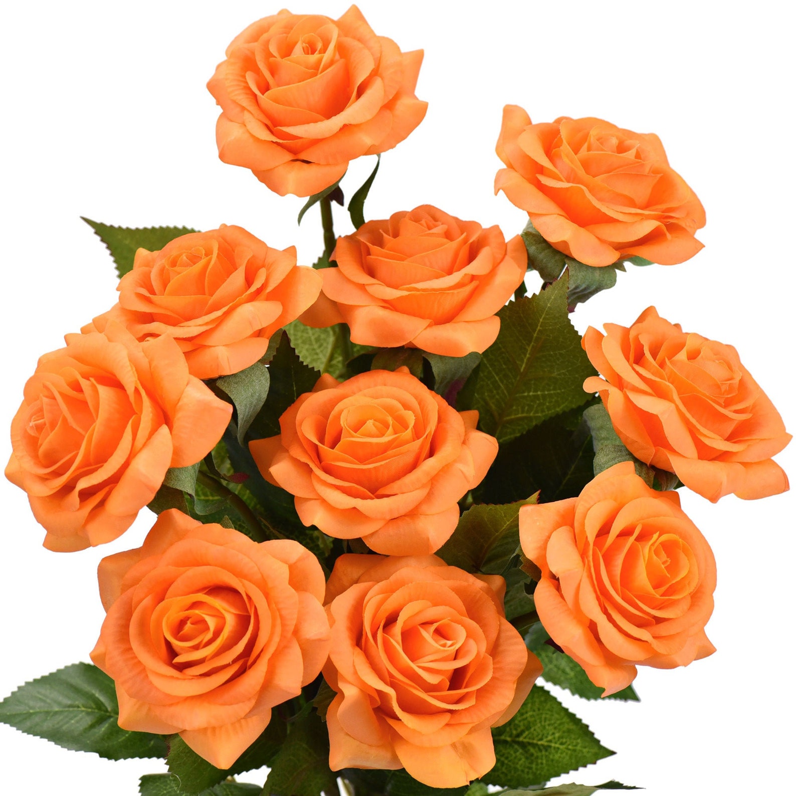 Real Touch Orange Roses - Silk Artificial Flowers, 10 Stems - Etsy