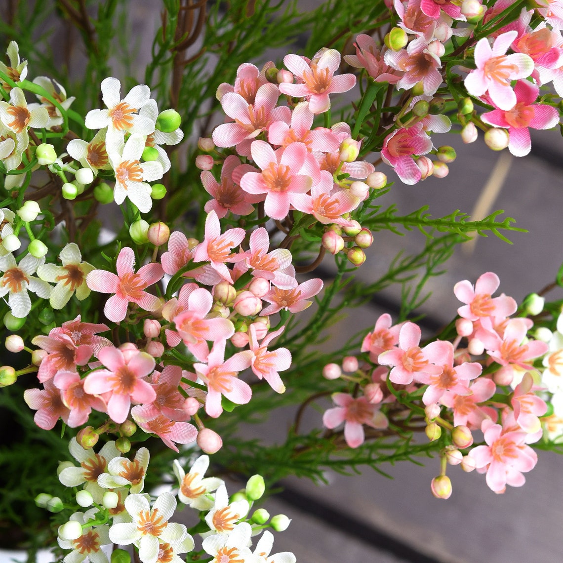 Wax Flowers Coral Pink Long Stem Artificial Silk Flowers Etsy