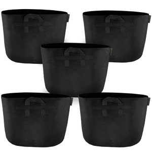 Heavy Duty Grow Bags 5 Pack 25 Gallon for Vegetables Herbs Plants Flowers by FiveSeasonStuff Floral