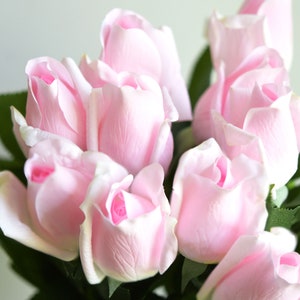 Pale Pink Long Stem 21 inch Roses Real Touch Silk Artificial Flowers ‘Petals Feel and Look like Fresh Roses&#39; - FiveSeasonStuff Floral
