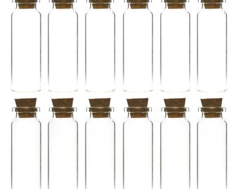 Miniaturowe szklane butelki z korkami, słoiki na upominki 15 ml (16 szt.)