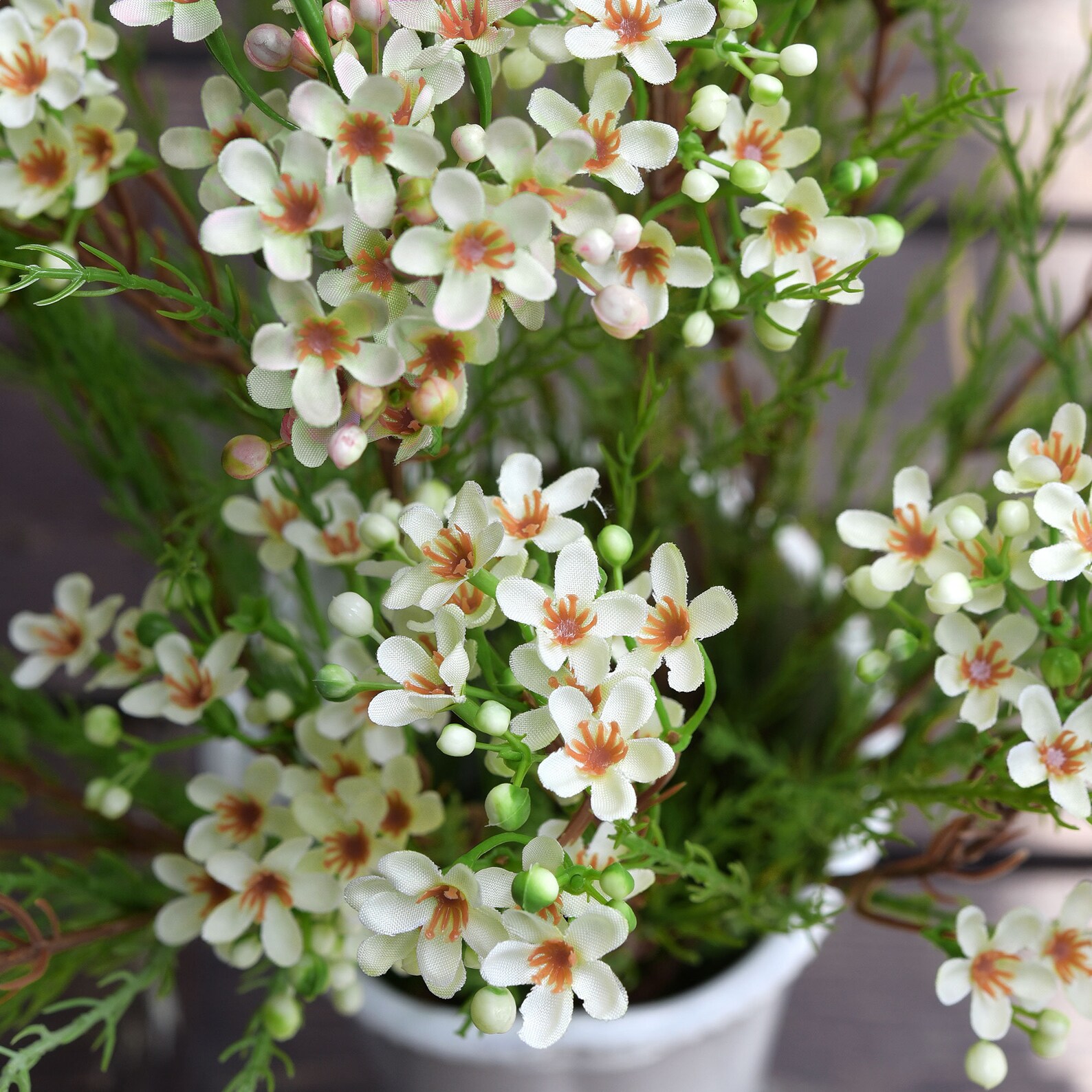 Wax Flowers floral White Long Stem Artificial Silk Flowers Etsy UK