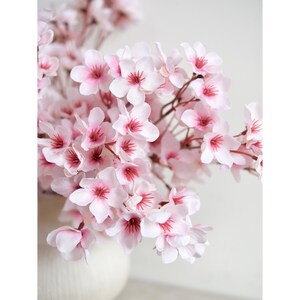 Lifelike Blush Pink Silk Cherry Blossom Stems, 1.3 ft image 8