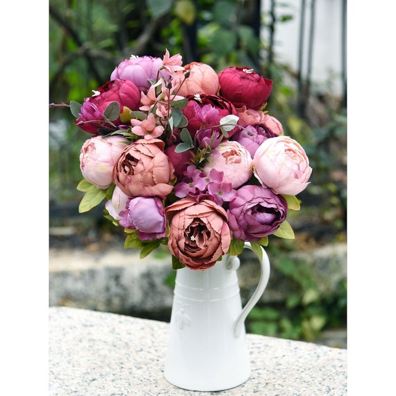 Home & Hobby FiveSeasonStuff 2 Stems Country Delightful Silk Peonies