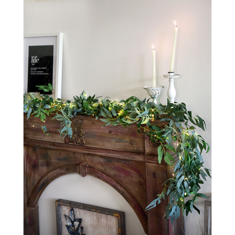 Guirlandes de saule rustiques, 2 mélanges, feuilles de vigne vertes artificielles pliables pour décoration de mariage et de maison avec guirlandes lumineuses de 33 pieds image 5