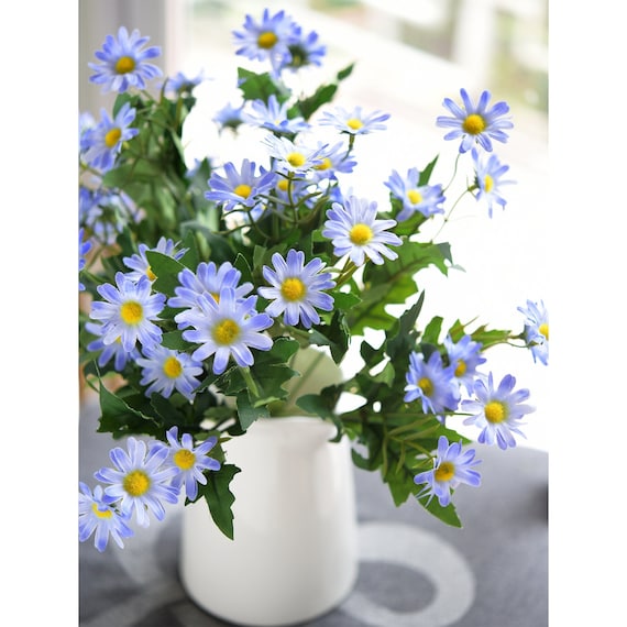 青色デイジー造花アレンジメント ブルーデイジーの造花ブーケ、DIYフラワーアレンジメント - Etsy 日本