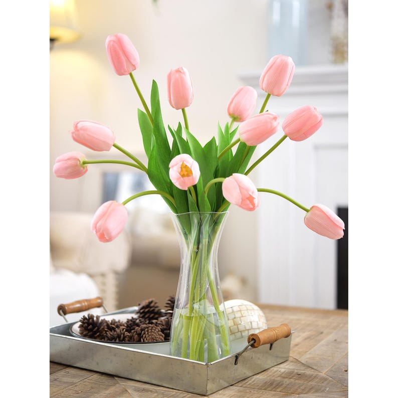 Real Touch Tulpen, künstliche Blumen mit langem Stiel - 12 künstliche Stiele Bild 11