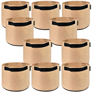 Heavy Duty Grow Bags 5 Pack 3 Gallon (Khaki) for Vegetables Herbs Plants Flowers — FiveSeasonStuff