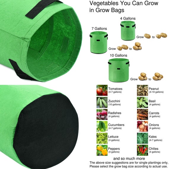 Sacchetti per Coltivazione di Patate, 10 galloni 4 Pack Piantapatate Sacchi di Tessuto Non Tessuto di verdure, Borsa per pianta seme vegetali in crescita per Coltivare Ortaggi, Frutta, Fiori nero