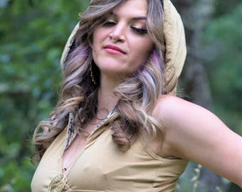 Wal Hooded Top *SALE* - Beige - Gypsy Burning Man Sexy Festival Boho  Noralina Cheap Discount Deal Elven Cosplay Costume
