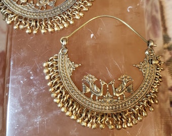 Jingle Charm Earrings - Brass Gold Festival Burning Man Flow Arts Sacred Geometry Cosplay Jewelry Silver Big Hoops Bohemian Boho Chic