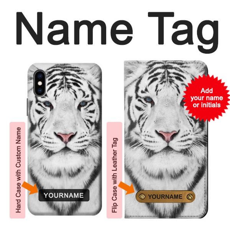 White Tiger Hard & Leather Flip Case iPhone 11 12 Pro Max Etsy