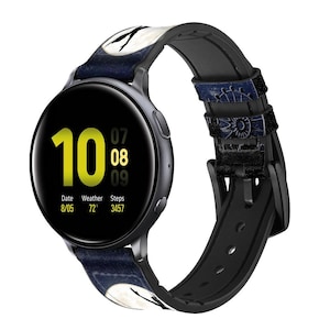 Peter Pan Fly Full Moon Night Leather & Silicone Smart Watch Band Strap For Samsung Garmin Fossil Wristwatch 18-24mm