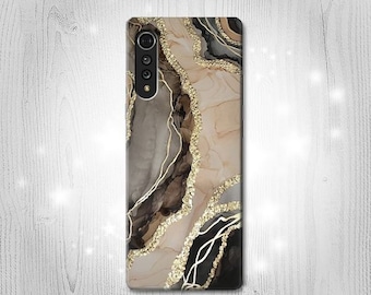 Marble Gold Graphic Printed Hard & Leather Flip Case Huawei Motorola Moto G Stylus Power Motorola Razr 50 Nokia OnePlus Sony Xperia