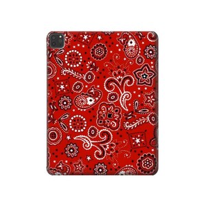 Puede incluir: Funda de teléfono roja con un patrón paisley en blanco y negro.