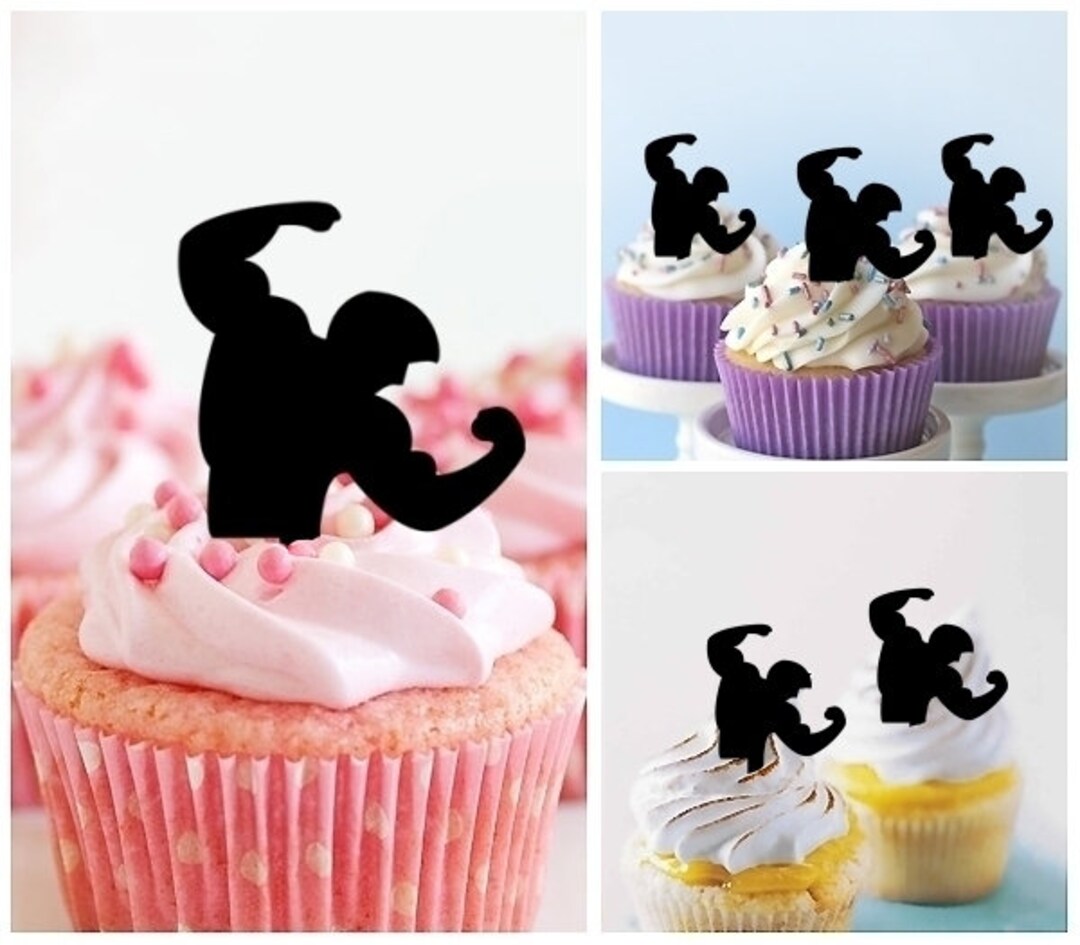 Strong Muscle Bodybuilding Party Wedding Birthday Acrylic Cupcake ...