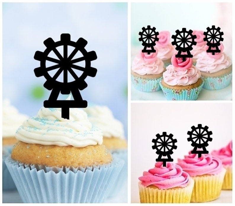 Ferris Wheel Amusement Park Party Wedding Birthday Acrylic Cupcake ...