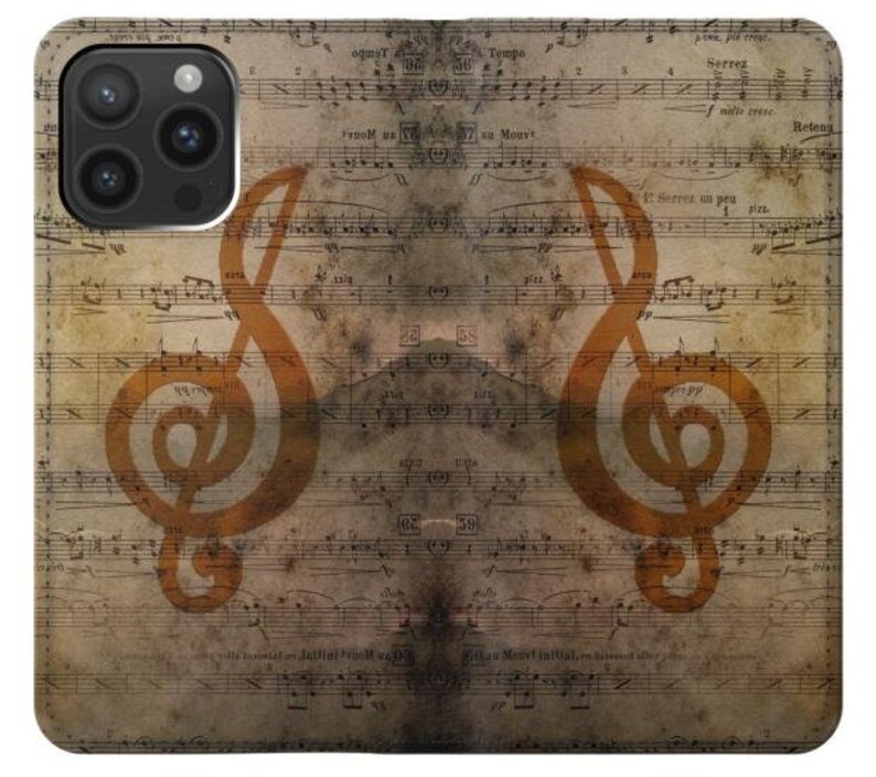 Phone Back Cover Notes Sheet Music Notes Hard & Leather Flip Case iPhone 17 Pro Max Air ...