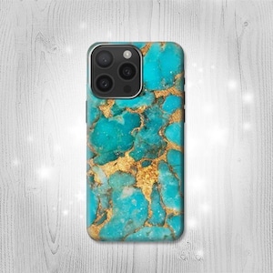 Aqua Turquoise Stone Graphic Hard & Leather Flip Case iPhone 15 Pro Max Plus Samsung Galaxy Z Flip 5 Fold5 Note S23 A14 Google Pixel