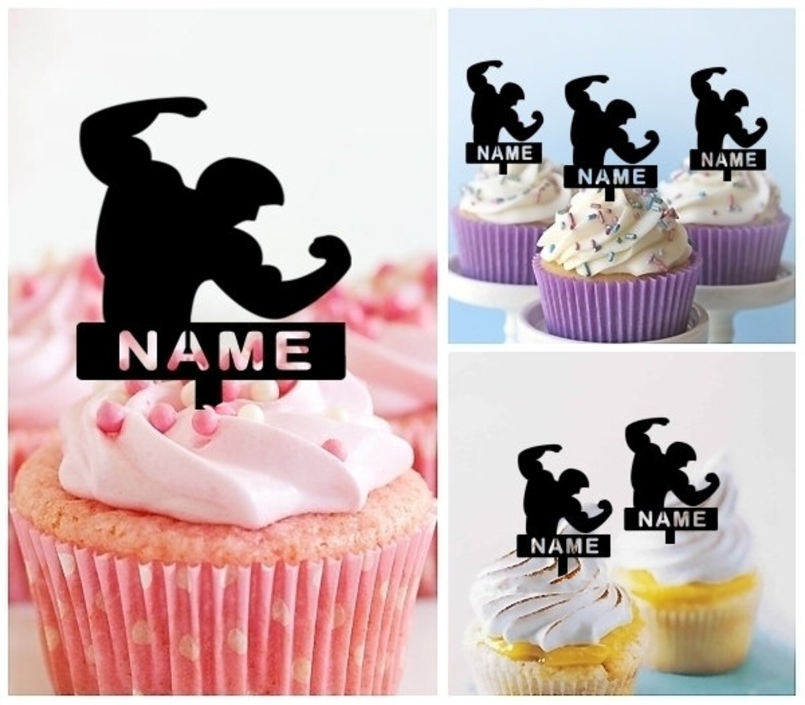 Strong Muscle Bodybuilding Party Wedding Birthday Acrylic Cupcake ...