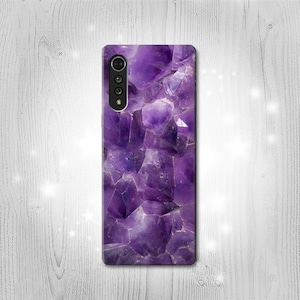 Purple Quartz Amethyst Graphic Hard & Leather Flip Case Huawei Motorola Moto G Stylus Power Motorola Razr 50 Nokia OnePlus Sony Xperia