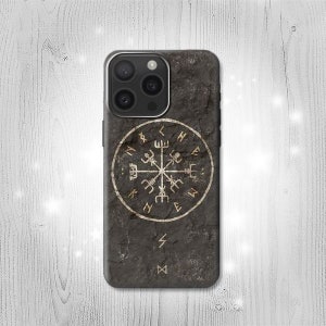 Étui à rabat rigide et en cuir avec symbole Viking antique nordique pour iPhone 16 Pro Max Plus Samsung Galaxy Z Flip 6 Fold6 Note S24 A15 Google Pixel