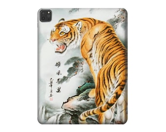 Oriental Chinese Tiger Painting Hard Back Case for iPad 6 5 9.7 iPad mini 4 5 iPad Pro 12.9 11 10.5 10.2 iPad Air 3 4 5 iPad Air (2022)