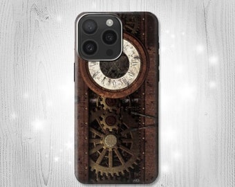 Steampunk Clock Gears Hard & Leather Flip Case iPhone 16 Pro Max Plus Samsung Galaxy Z Flip 7 Fold7 Note S24 A15 Google Pixel