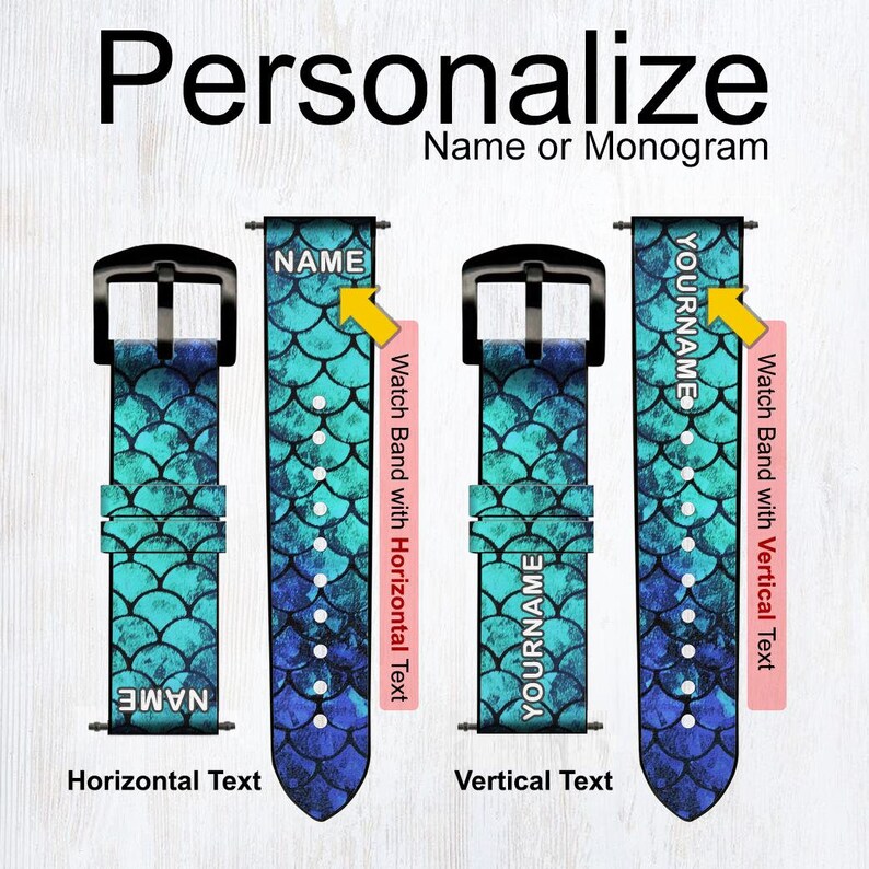 Fish Watch Strap Green Mermaid Fish Scale Leather & Silicone Smart Watch Band Strap for ...