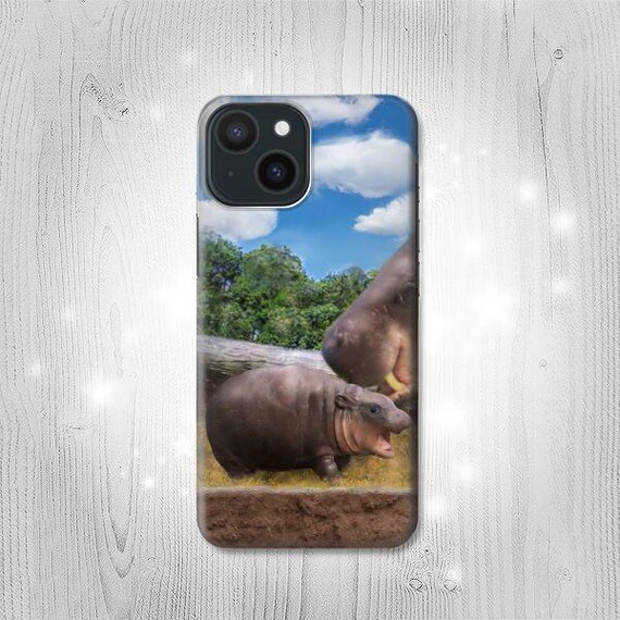 Baby Hippo Hippopotamus Family Hard & Leather Flip Case iPhone 17