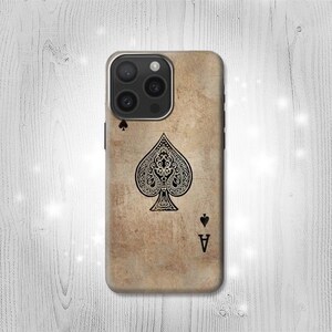 Vintage Spades Ace Card Hard & Leather Flip Case iPhone 16 Pro Max Plus Samsung Galaxy Z Flip 6 Fold6 Note S24 A15 Google Pixel