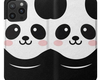 Cute Panda Cartoon Hard & Leather Flip Case iPhone 17 Pro Max Air