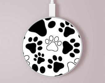 Dog Paw Prints Wireless Charger Pad 15W Type-C iPhone Android LED Light Charging Station