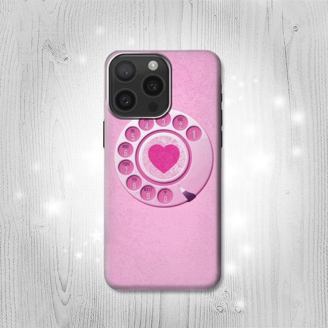 Pink Retro Rotary Phone Hard & Leather Flip Case iPhone 16 Pro Max Plus ...