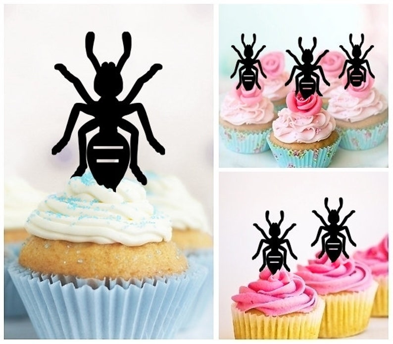 Black Ant Insect Bug Party Wedding Birthday Acrylic Cupcake Toppers ...