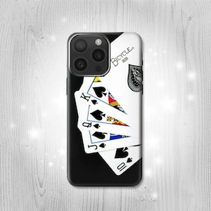 Custodia rigida e in pelle con motivo Poker Royal Straight Flush per iPhone 16 Pro Max Plus Samsung Galaxy Z Flip 6 Fold6 Note S24 A15 Google Pixel