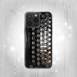 Custodia rigida e in pelle per macchina da scrivere iPhone 16 Pro Max Plus Samsung Galaxy Z Flip 6 Fold6 Note S24 A15 Google Pixel