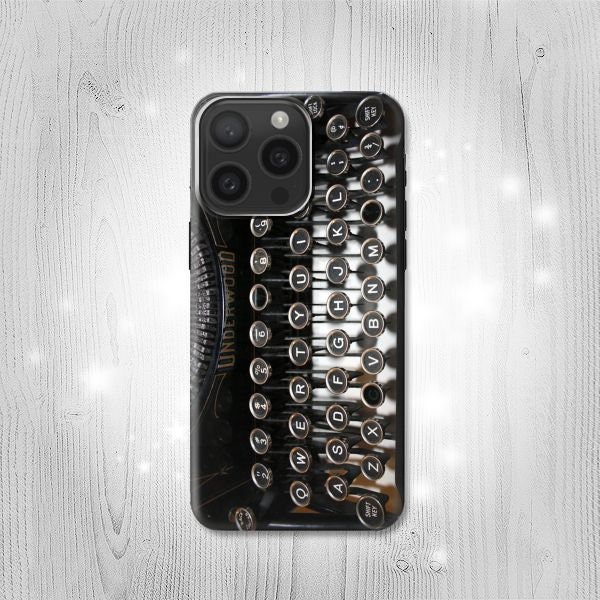 Typewriter Hard & Leather Flip Case iPhone 16 Pro Max Plus Samsung Galaxy Z Flip 7 Fold7 Note S24 A15 Google Pixel