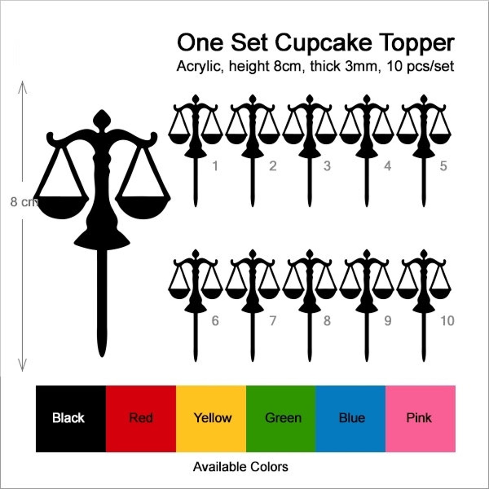 Libra Scale Balance Justice Party Wedding Birthday Acrylic Cupcake ...