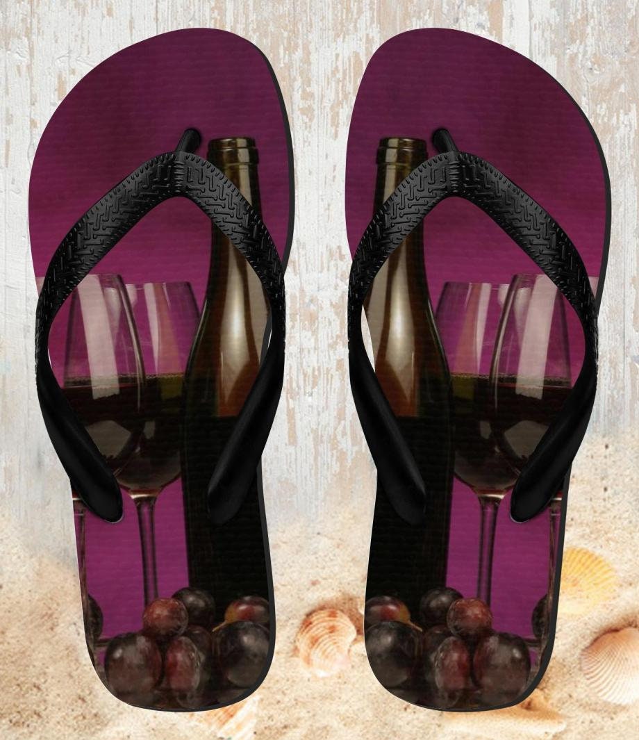 Red Wine Beach Zapatillas Sandalias Flip Flops | Etsy México