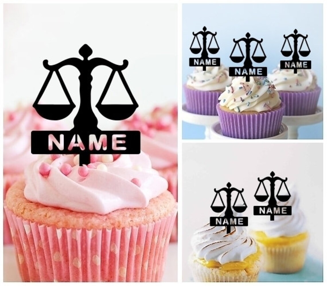 Libra Scale Balance Justice Party Wedding Birthday Acrylic Cupcake ...