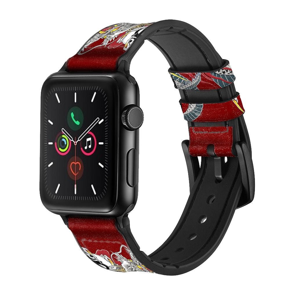 Yakuza Dragon Tattoo Leather & Silicone Smart Watch Band