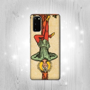 Funda rígida y de cuero con tapa con diseño de El ahorcado y la carta del tarot para Huawei, Motorola Moto G Stylus Power, Motorola Razr 50, Nokia OnePlus, Sony Xperia